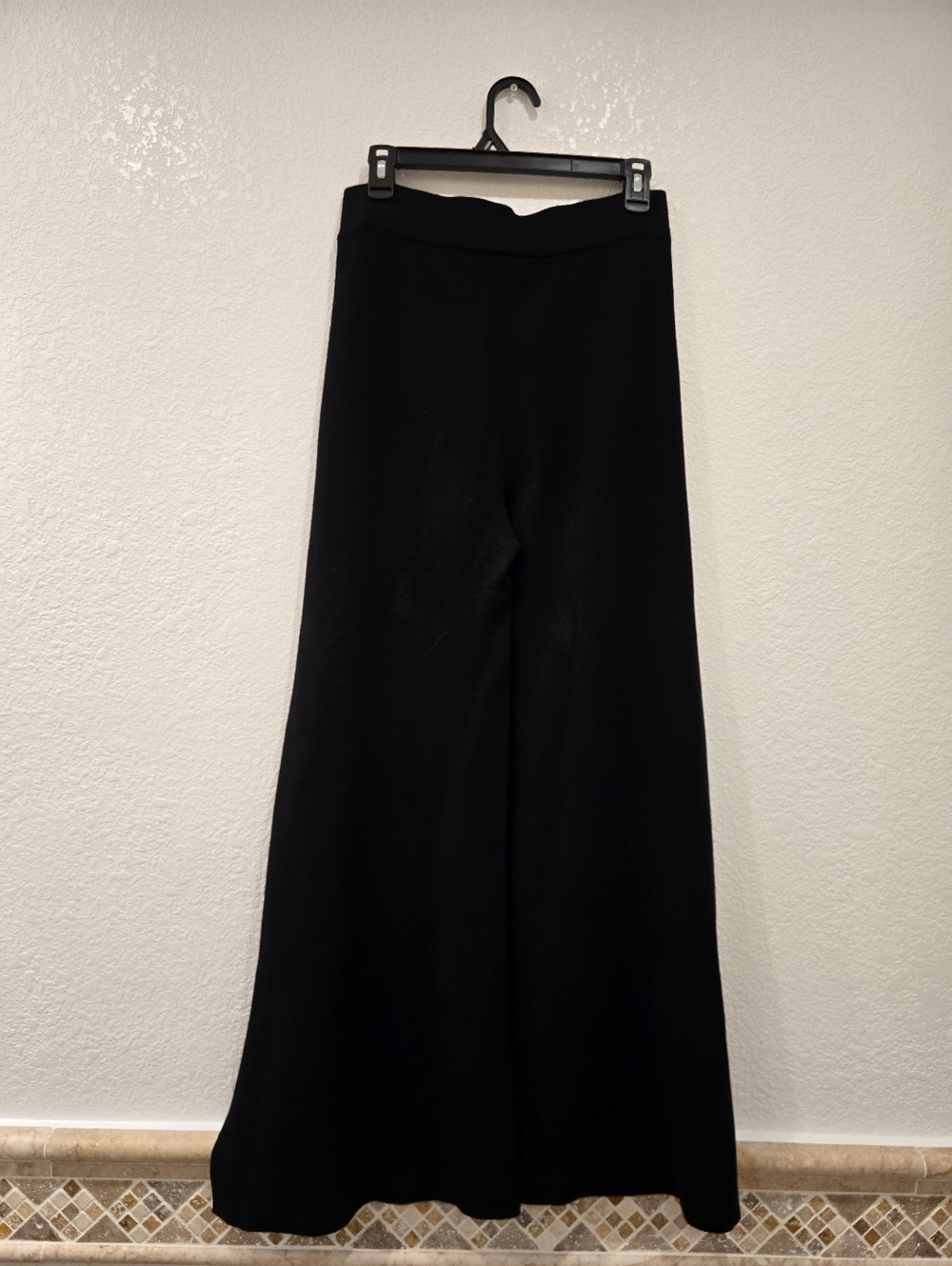 Zara Knit Long Cardigan Jacket Flare Pants Set Pearl Buttons Black L - Picture 11 of 16